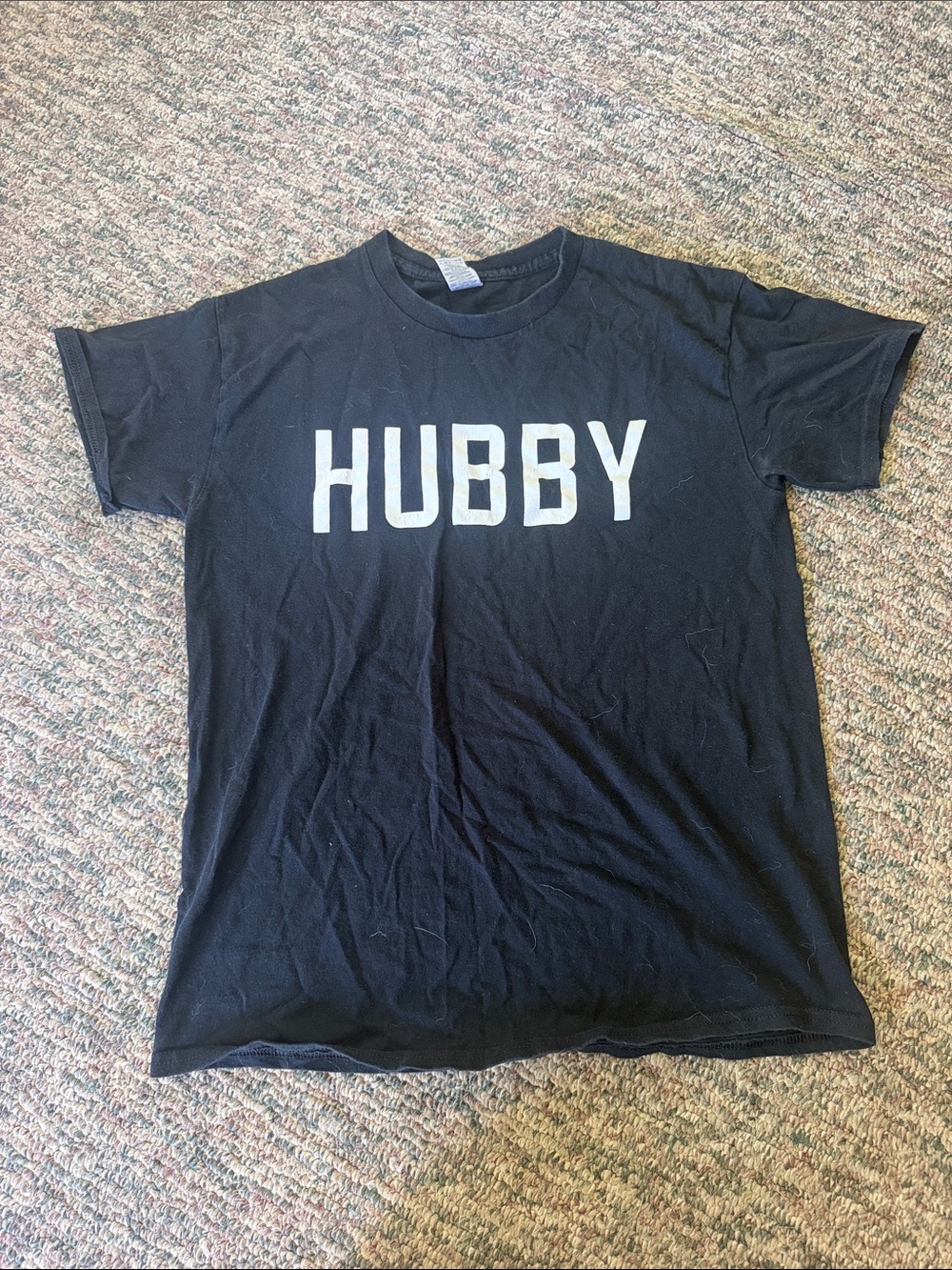 Gildan Black Men’s Tee with 'HUBBY' White Front Print